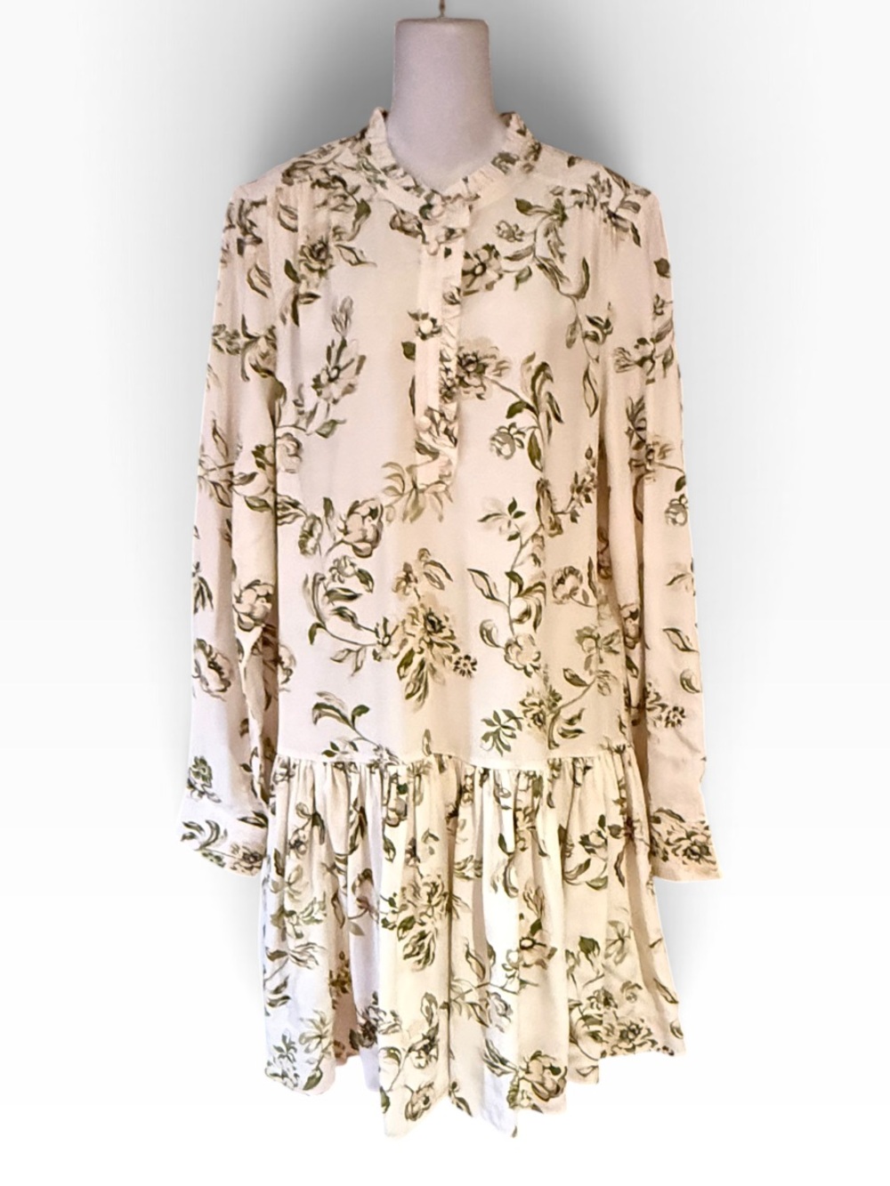 kate spade Cream Floral Long-Sleeve Ruffle Dress